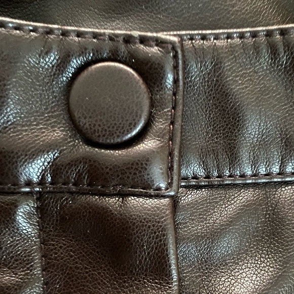 JONATHAN SIMKHAI Amelia Chocolate Vegan Leather Pants with Cropped Hips - Picture 12 of 14